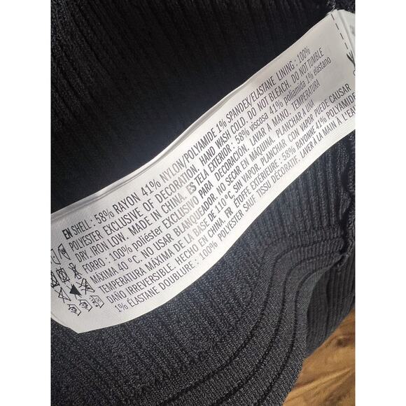 NWT Endless Rose V-Neck Long Sleeve Knit Mini Dress XS Black Gold Buttons Ribbed - Picture 11 of 11